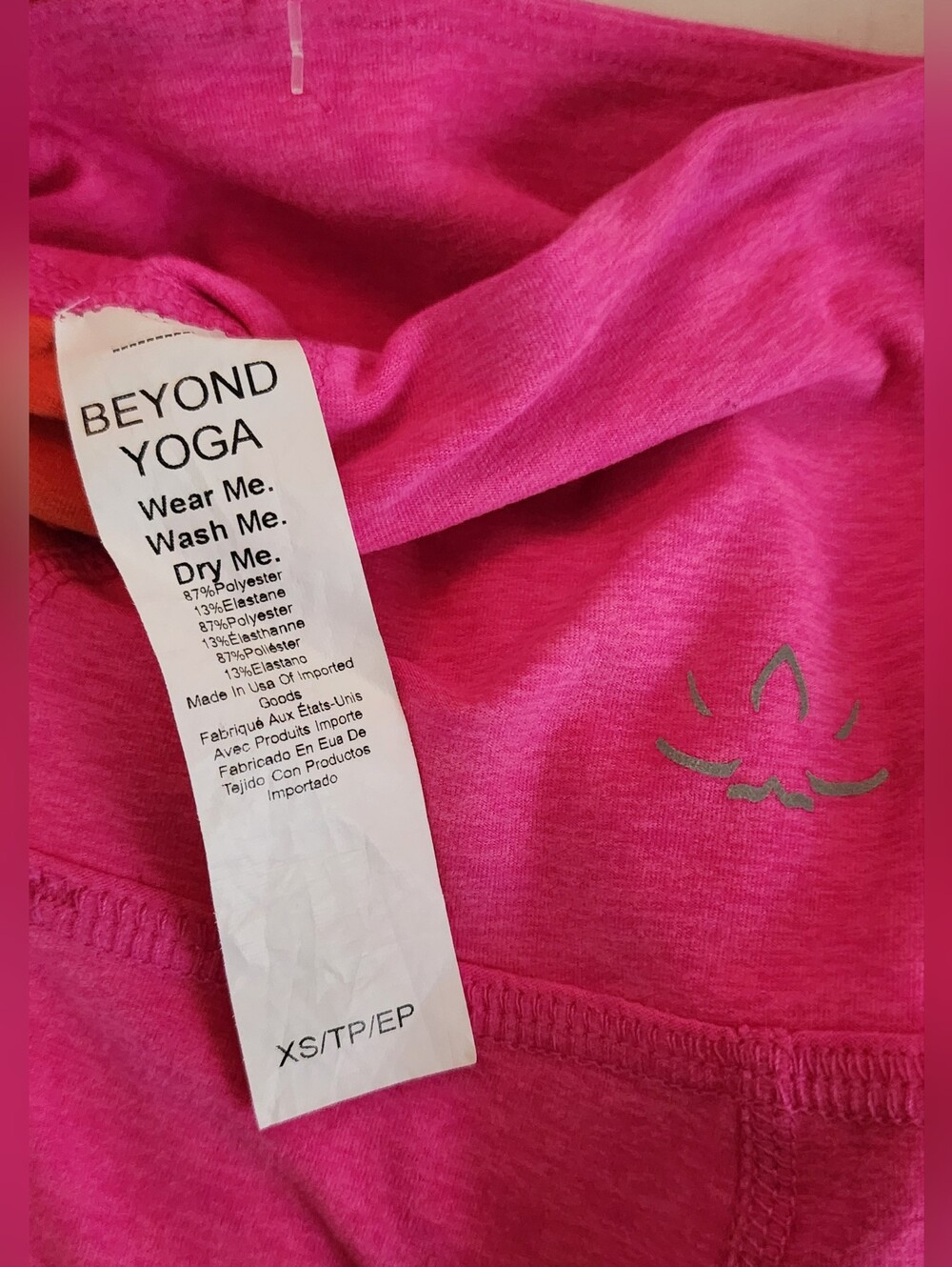 Beyond Yoga Two-Tone Pink and Orange Active Leggings, XS - Picture 3 of 3